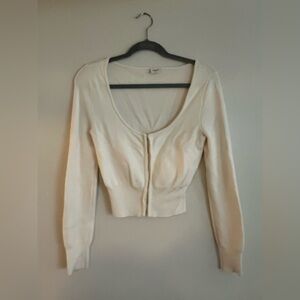 Abercrombie Hook & Eye Slim Cardi Scoop Neck Cropped Sweater Top Size S